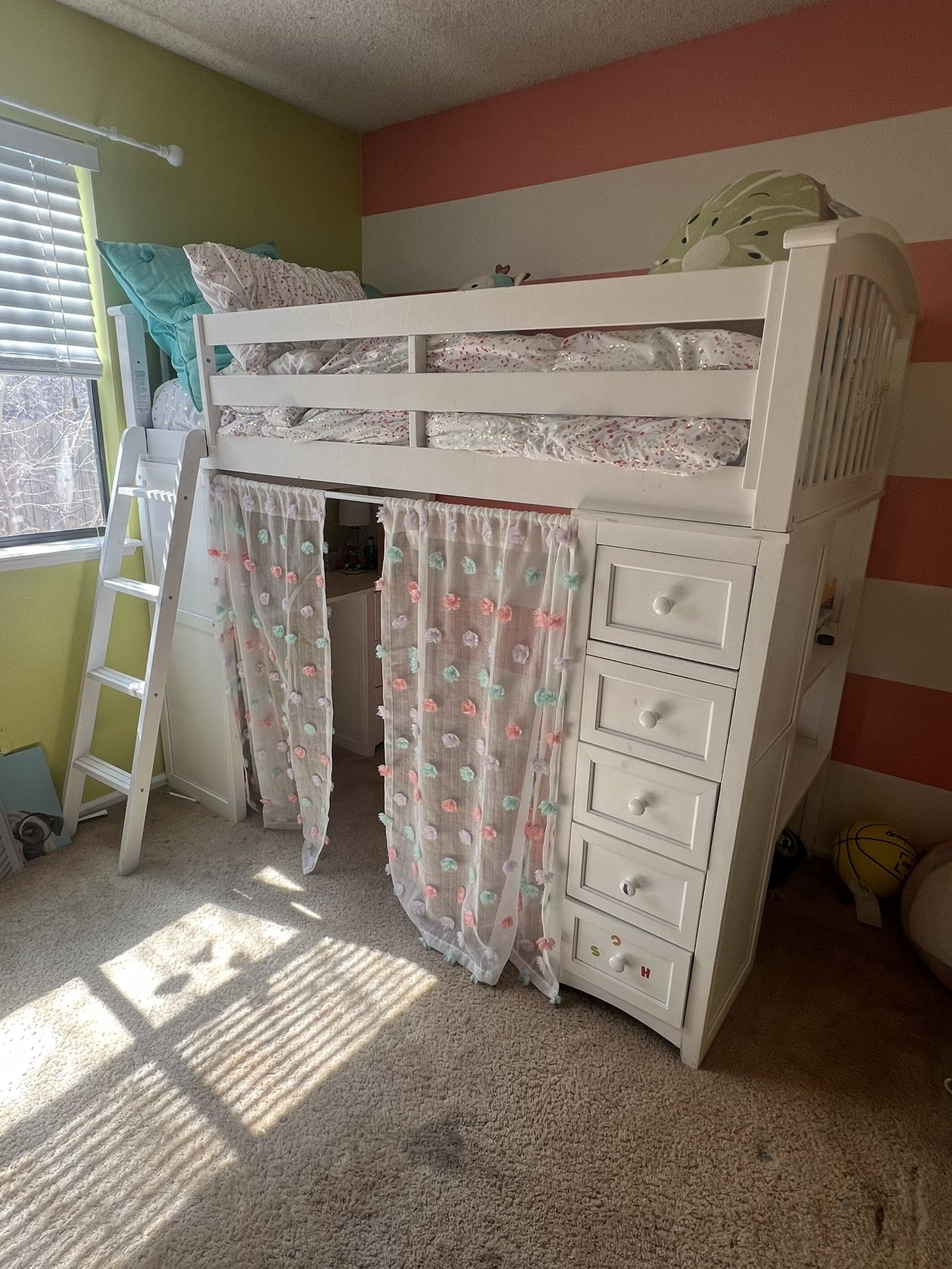 White Twin Loft Bed (mattress Not Included)