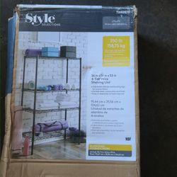 Style Selections 4-Tier Black Metal Utility shelving unit with Wire Shelves (35.7-in W x 14-in D x 5