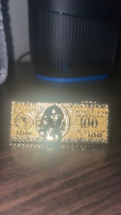 Gold plated 100 dollar double finger ring
