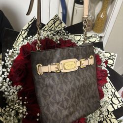 Michael Kors Cross Body Purse Brown MK Print 