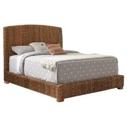 Laughton banana leaf handwoven queen panel bed frame