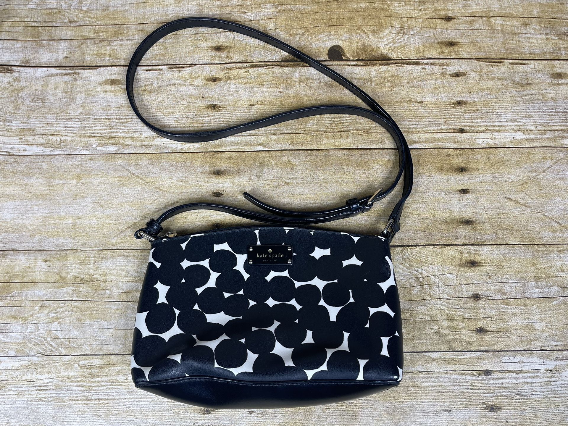 Kate Spade New York Millie Grove Street Splodge Dot Black/Cream Crossbody Bag - Gift