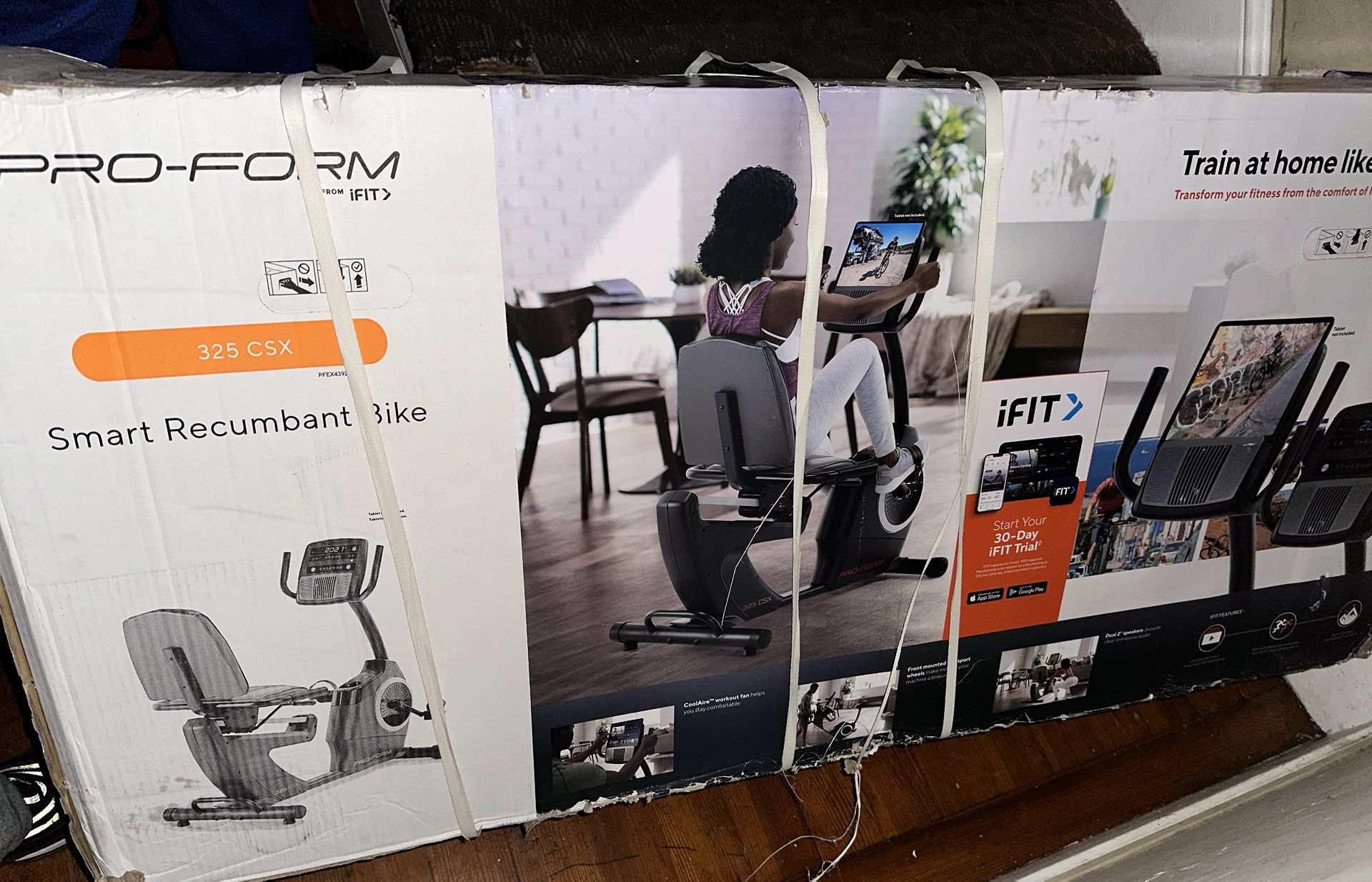 ProForm 325 CSX; Recumbent Exercise Bike with 5" Display, Built-In Tablet Holder, and Fan