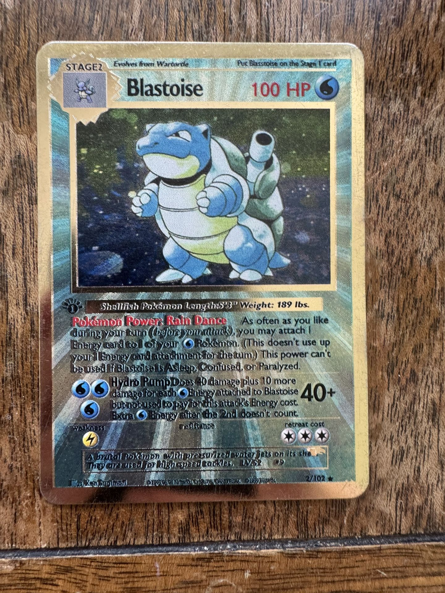Pokémon Blastoise Stage 2 100HP Metal Card