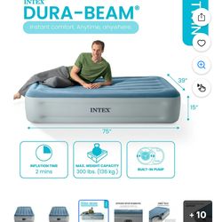 Intex 15" Twin Essential Rest Dura-Beam Airbed Mattress with Built-in Pump - NEED TO SELL ASAP!!!!!