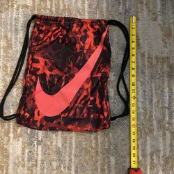 Nike Red and Black Graphic Drawstring Bag