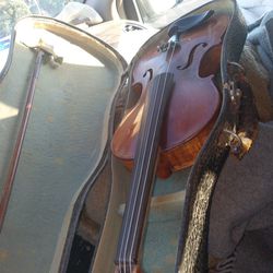 Old Violin And Carrying Case 