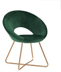 Dark Green Velvet Cushioned Accent Chair for Bedroom, Living Room, Vanity Chair, Accent Chair with Gold Legs