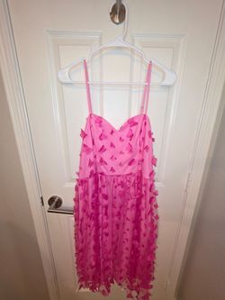 Women's Pink Butterfly Spaghetti Strap Dress Size XL