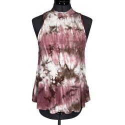 Ginger G Women's Sleeveless Top Batik-Print Keyhole-Back Size S