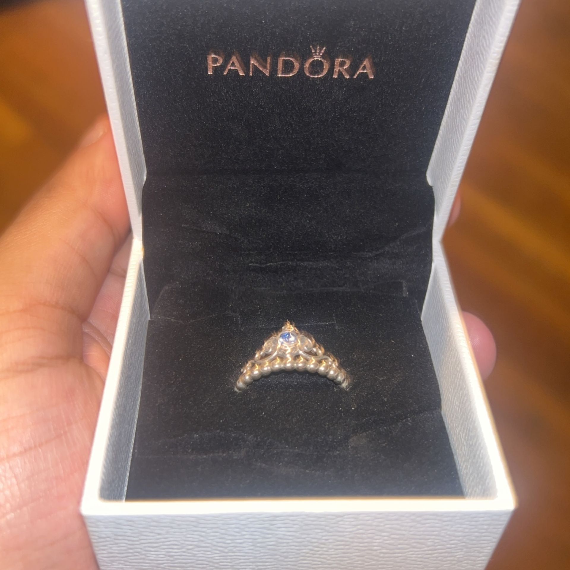 Pandora Disney Cinderella Blue Crystal Tiara Ring