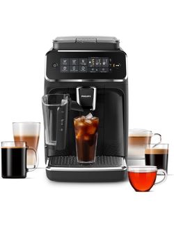 Philips 3200 Series Fully Automatic Espresso Machine - LatteGo Milk Frother & Iced Coffee, 5 Coffee Varieties, Intuitive Touch Display, Black, (EP3241