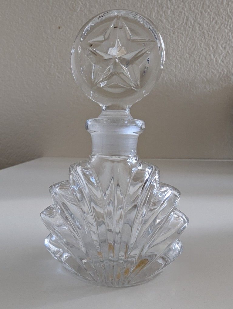 Vintage Enesco Glass Perfume Bottle With Star Topper 1984