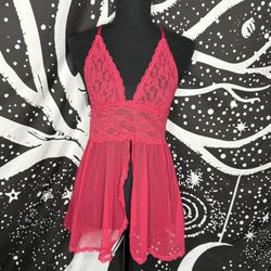 Victoria's Secret red lace babydoll top Size M 