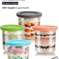 4 Pack Creami Pints and Color Lids Set for Ninja 160z Ice Cream