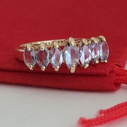 ❤️10k Size 7 Fancy Solid Yellow Gold Tanzanite Tiara Ring!/ Anillo de Oro Diseño de Tiara con Tanzanitas! 👌🎁Post Tags: 10k 14k