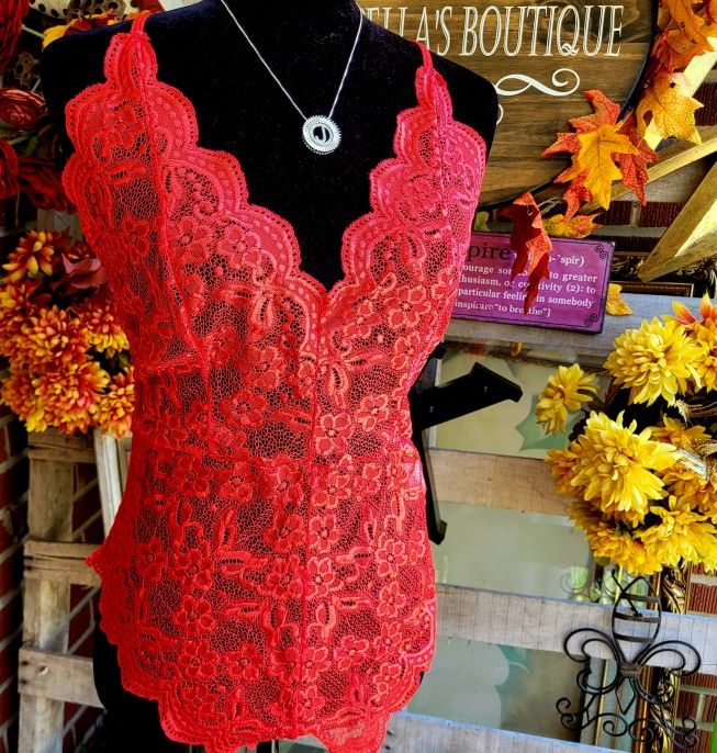 Sexy Red Lace Bodysuit