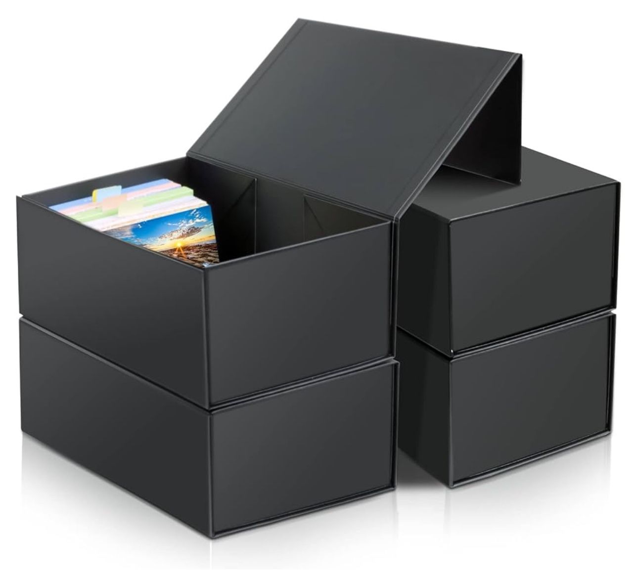 4 Box Pack 4X6 Index Card Holder, Index Card Storage Box, Fits 1200 Flash Card