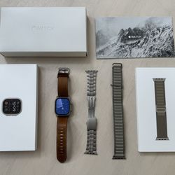 Apple Watch Ultra 2 (49mm) w/ Alpine Loop, Titanium Link Band, Leather Strap + Box