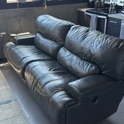 Ashley Genuine Leather Power Reclining Sofa