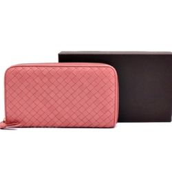 Bottega Veneta Intrecciato Long Wallet Leather Pink