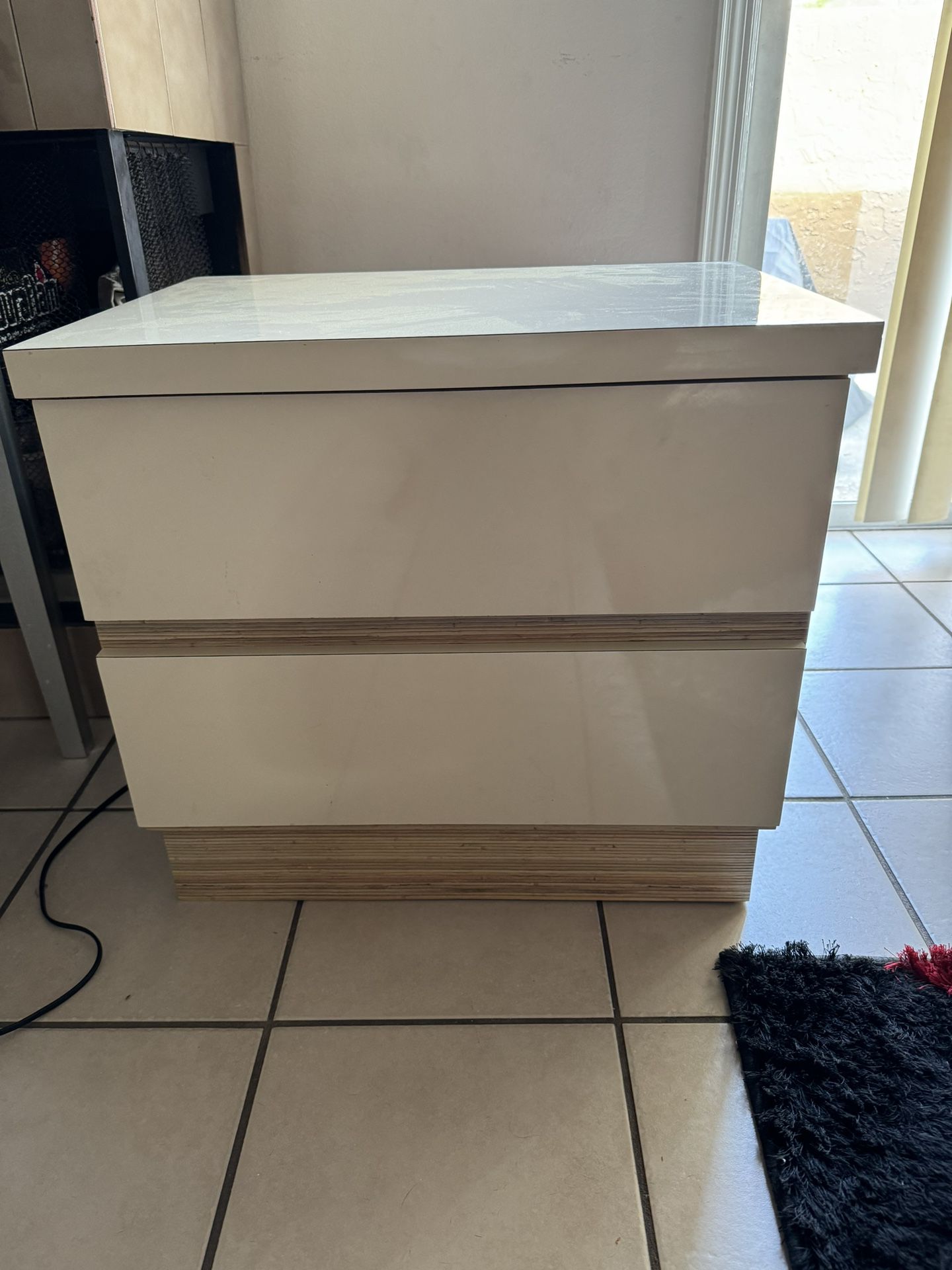 Two Drawer, White Mini Dresser, Side Table