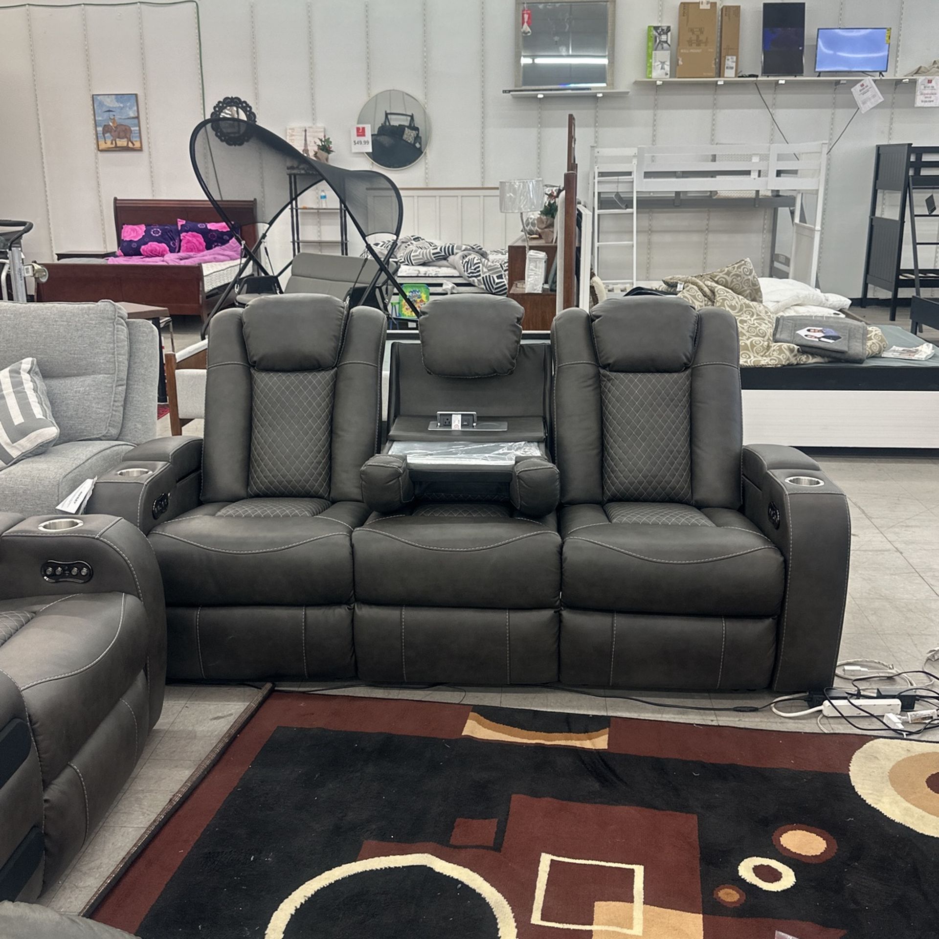 leather power recliner sofa (3 seater)