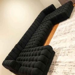 Ariana Black Velvet Double Chaise Sectional 📌 Fast Delivery,  Finance Available 