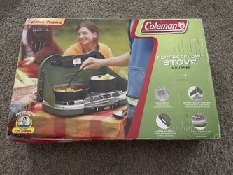 Brand New Sealed Box Coleman PerfectFlow 2-Burner Propane Stove (Model #5469).