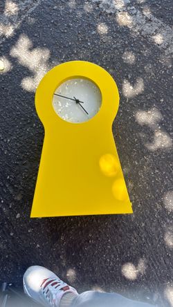 IKEA PS 1995 Yellow Key Hole Shaped Clock Storage Shelves Discontinued Color