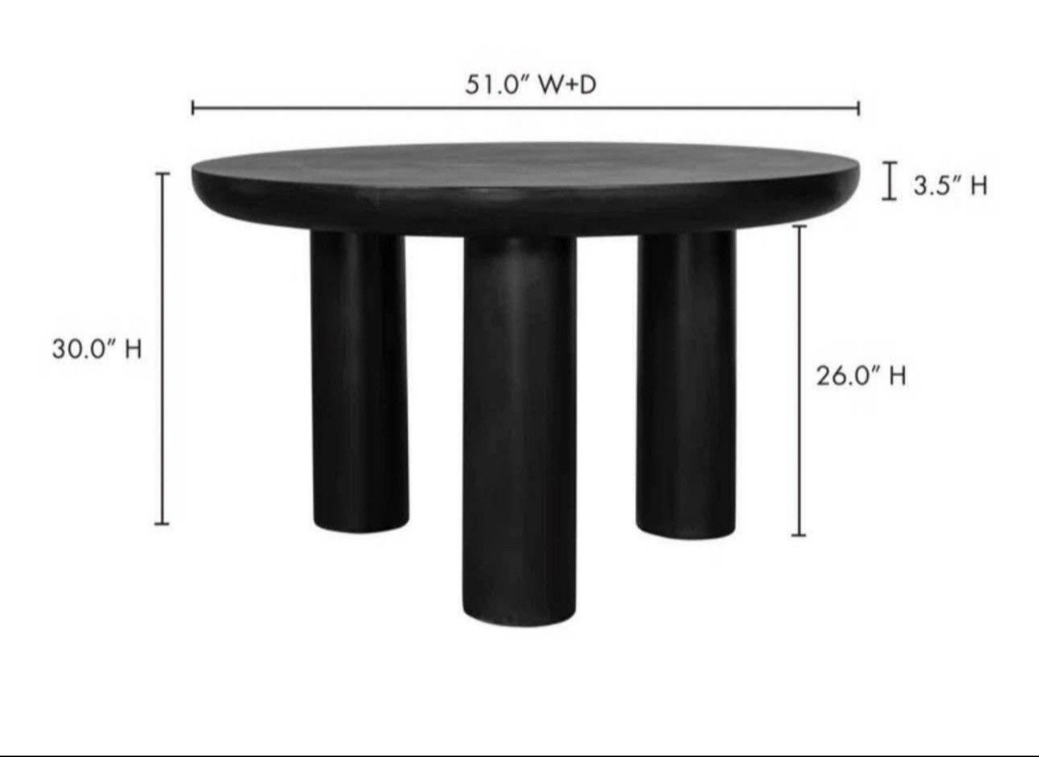 Moe’s Home Rocca Round Dining Table – Black
