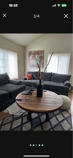 Beautiful Dark, Gray Microfiber, Couch, And Loveseat