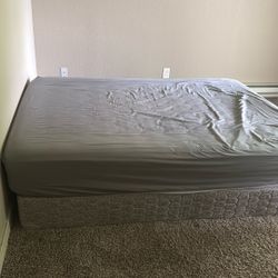 Queen Mattress & Box Spring W/ Low Bed Frame