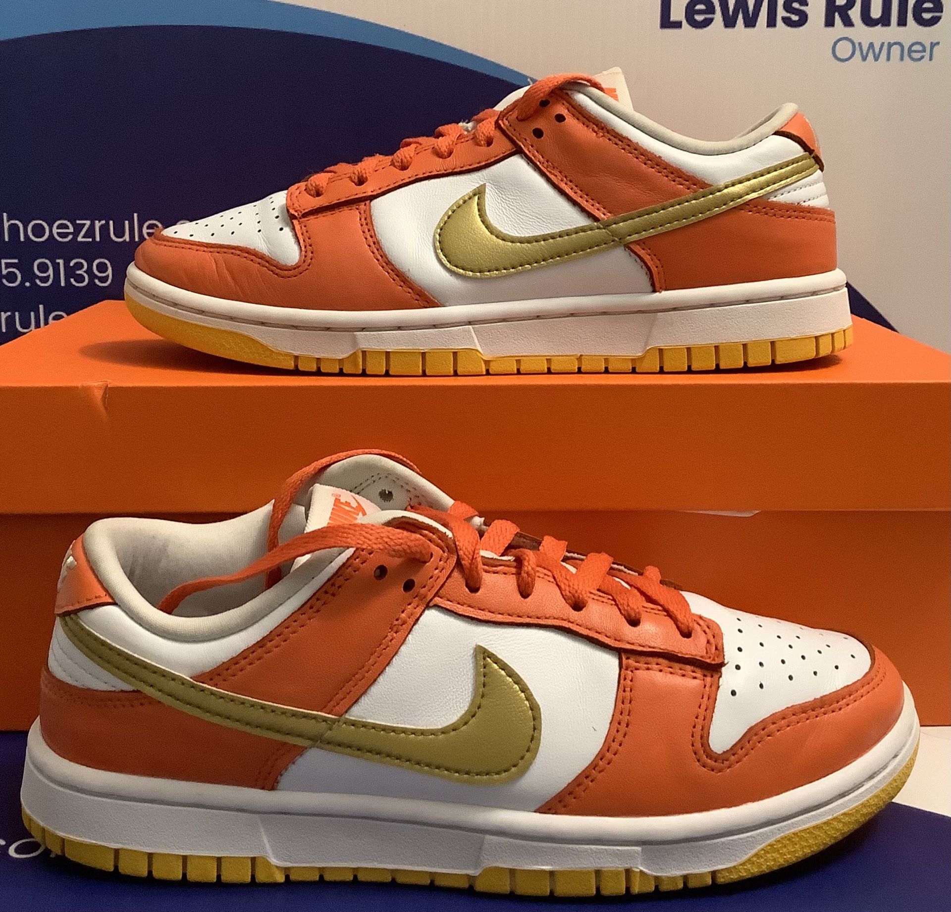 Size 7W Reconditioned Nike Dunk Low Orange University Gold Women's - Main Image