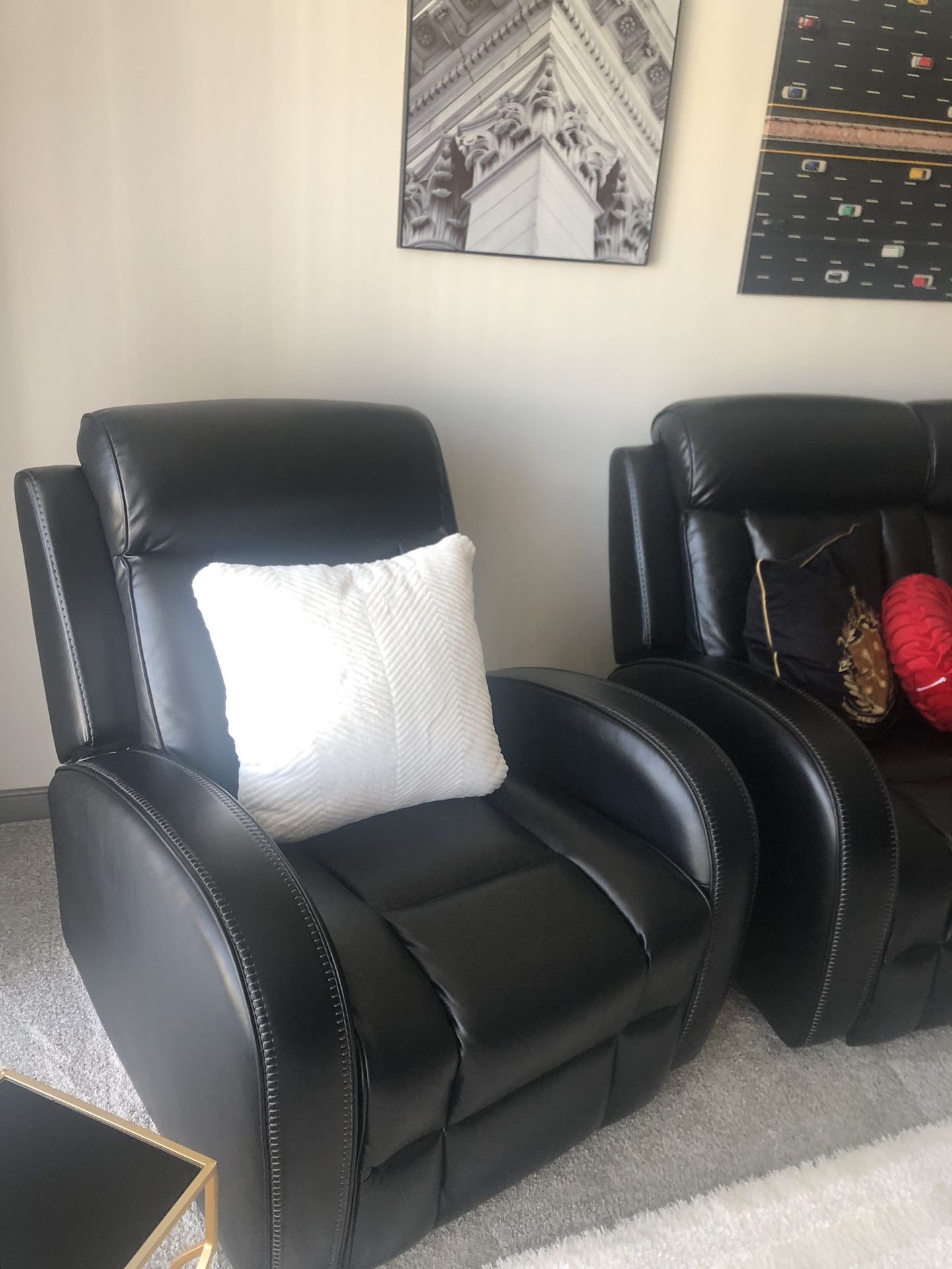 Black Faux Leather Power recliner chair New