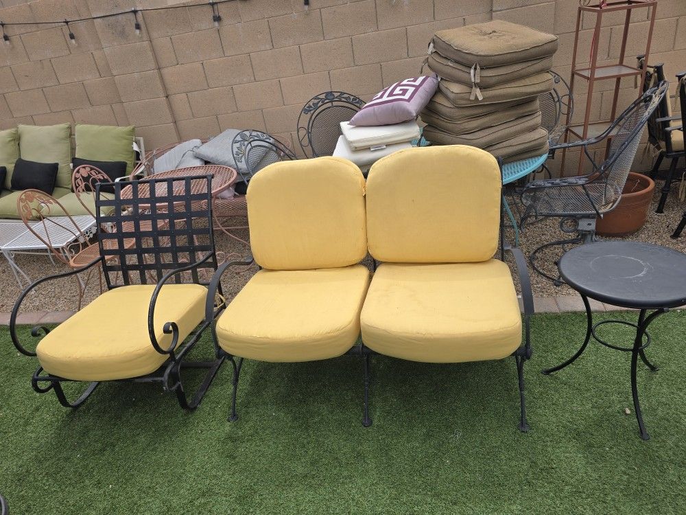 $350 OW LEE BIG ROCKING CHAIR AND BENCH WITH SUNBRELLA CUSHIONS