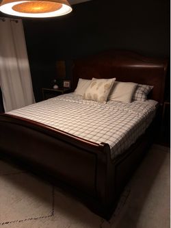 Solid wood king sleigh bed frame