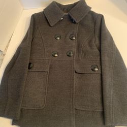 Roebuck & Co. Girls Gray Single Breast Pea-coat Button Up Pockets Winter Dress Jacket size 4