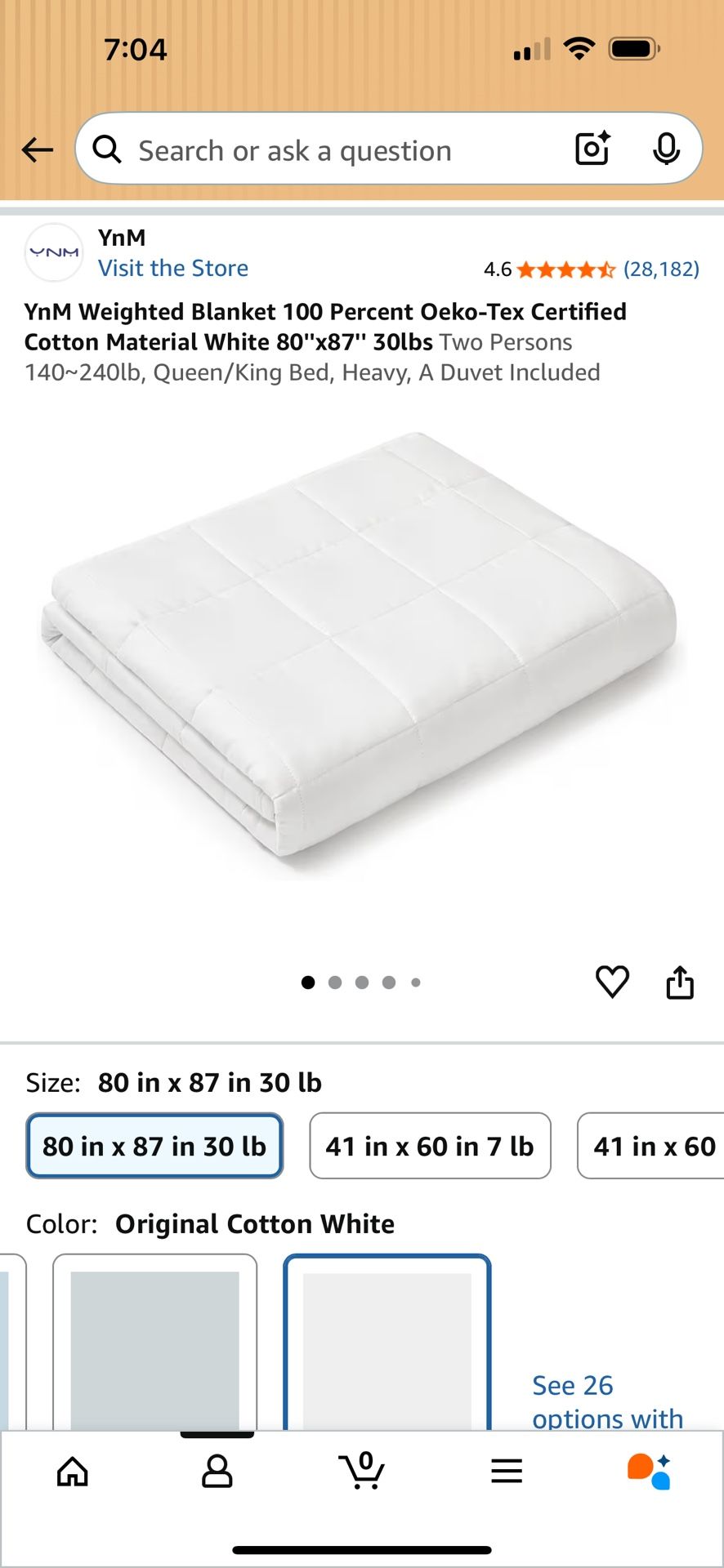 Weighted Blanket 80in X 87in / 30 Lbs