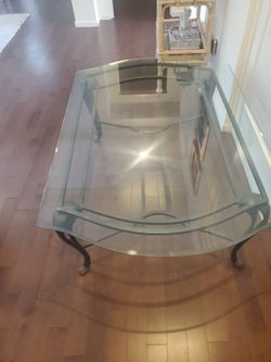 BEAUTIFUL cut glass, wrought iron coffee table. YES THIS IS AVAILABLE