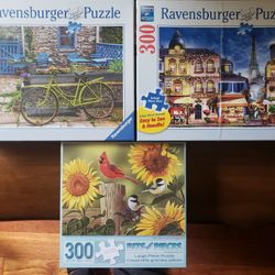 Lot of 3 Jigsaw Puzzles (300 Pieces) New