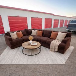 Large Brown Sectional Couch – $450 (Delivery Available)