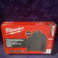 🧰🛠Milwaukee Men's LARGE M12 TOUGH SHELL Black Heated Jacket w/(1)3.0Ah Batt & Charger-NEW!-$155!🧰🛠