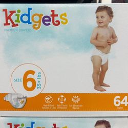 Kidgets Size 6, Baby Diapers- 64ct