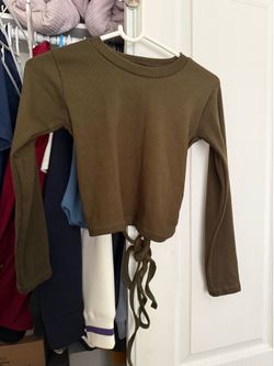 Olive Green Open-Back Tie Top – XS