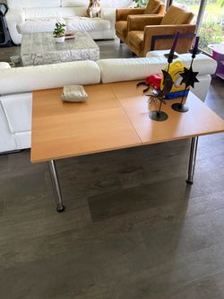 Large Wood Office Table / Desk with Metal Legs