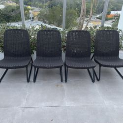 Patio Furniture Set Of 4 Outdoor Chairs Brown