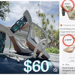 $60 Fendi heel shoes Open Heel In Great Condition 39 1/2 Made In Italy 🇮🇹