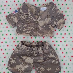 Build A Bear Military Soldier Digital Camo Army Shirt, Pants, Outfit