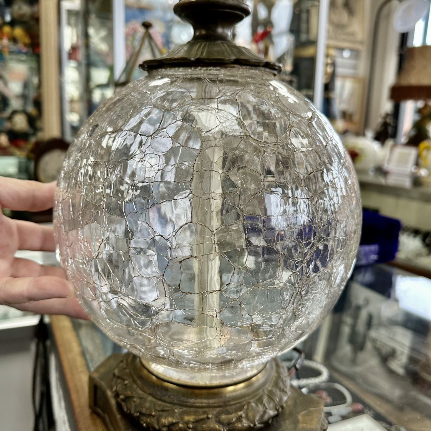 Vintage crackle 2024 glass lamp